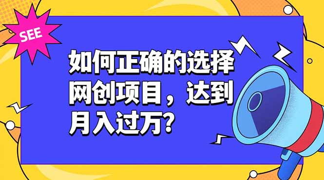 如何正确的选择网创项目，达到月入过万？，本课程教你正确选择项目。-铜臭网