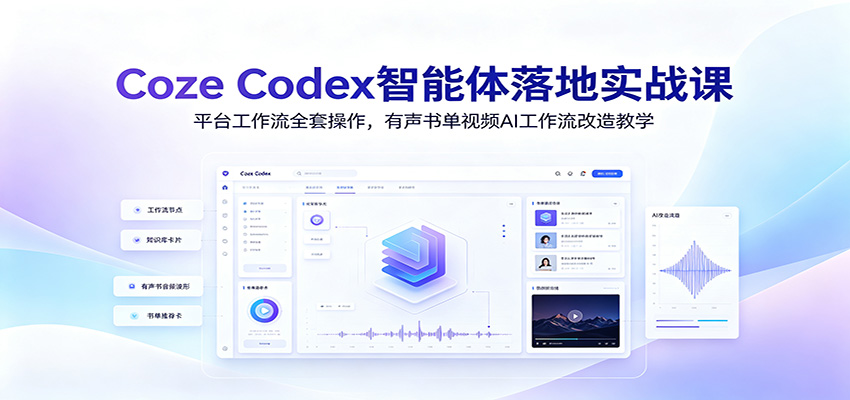 Coze Codex智能体落地实战课:平台工作流全套操作,有声书单视频AI工作流改造教学-铜臭网