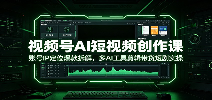 视频号AI短视频创作课：账号IP定位爆款拆解，多AI工具剪辑带货短剧实操-铜臭网