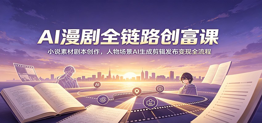 AI漫剧全链路创富课:小说素材剧本创作,人物场景AI生成剪辑发布变现全流程-铜臭网