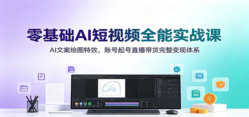 零基础AI短视频全能实战课:AI文案绘图特效,账号起号直播带货完整变现体系-铜臭网