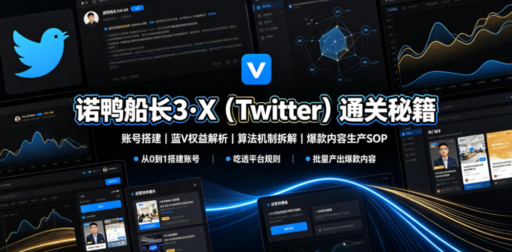 诺鸭船长3·X(Twitter)通关秘籍,涵盖账号搭建、蓝V权益解析、算法机制拆解及爆款内容生产SOP-铜臭网