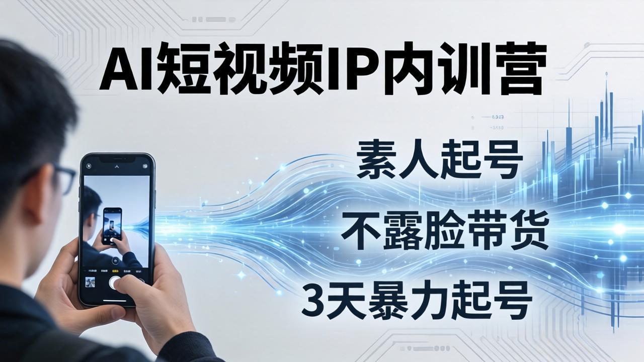 2026AI短视频IP内训营-更新:从素人起号到不露脸带货,3天暴力起号全流程拆解-铜臭网