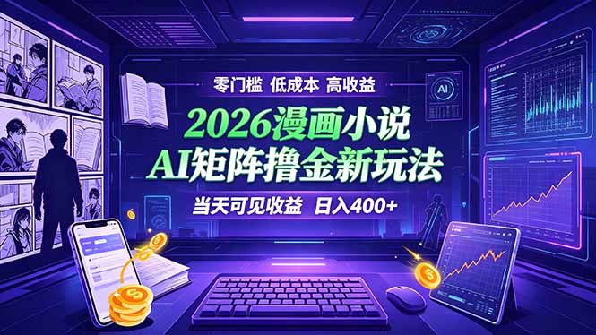 爆款小说漫画大阅读 ai矩阵操作 当天可见收益 日入400+ 零门槛 高收益-铜臭网