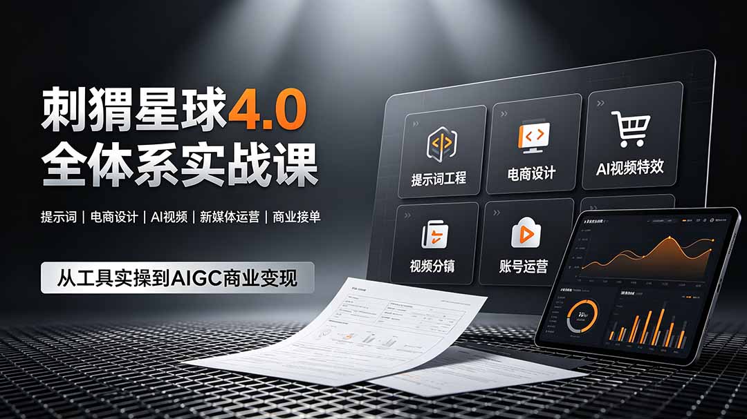 刺猬星球4.0全体系实战课,覆盖提示词工程、电商设计、AI视频特效与新媒体运营,一站式掌握AIGC商业核心技能-铜臭网
