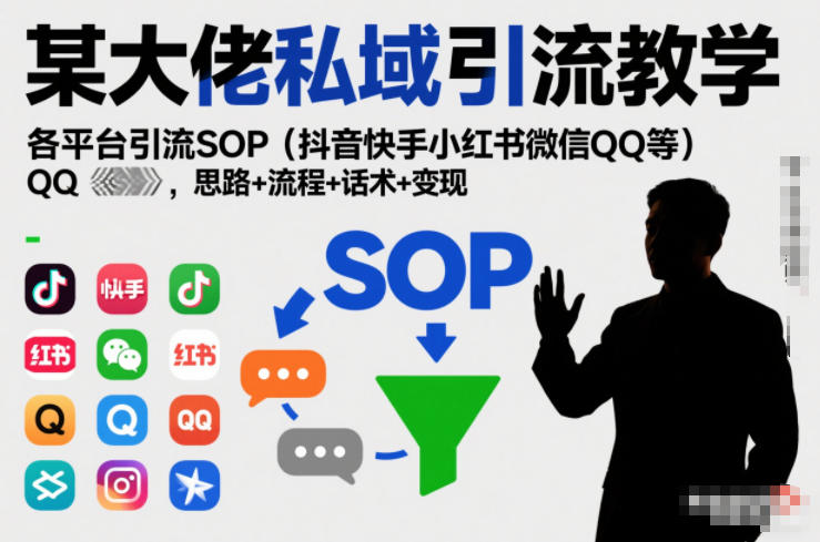 某大佬私域引流教学,各平台引流SOP(抖音快手小红书微信QQ等),思路+流程+话术+变现(更新0708)-铜臭网