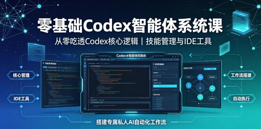 零基础Codex智能体系统课｜从零吃透Codex核心逻辑、技能管理与IDE工具，搭建专属私人AI自动化工作流-铜臭网