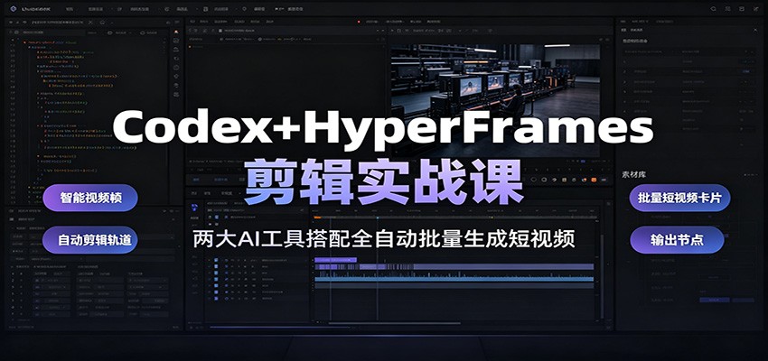 Codex+HyperFrames剪辑实战课:两大AI工具搭配全自动批量生成短视频-铜臭网