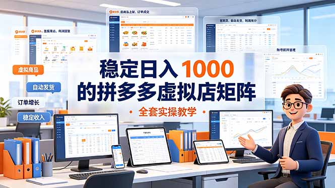 稳定日入 1000 的拼多多虚拟店矩阵,全套实操教学-铜臭网