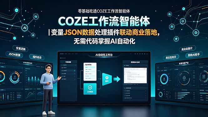 零基础吃透COZE工作流智能体|变量JSON数据处理插件联动商业落地,无需代码掌握AI自动化-铜臭网