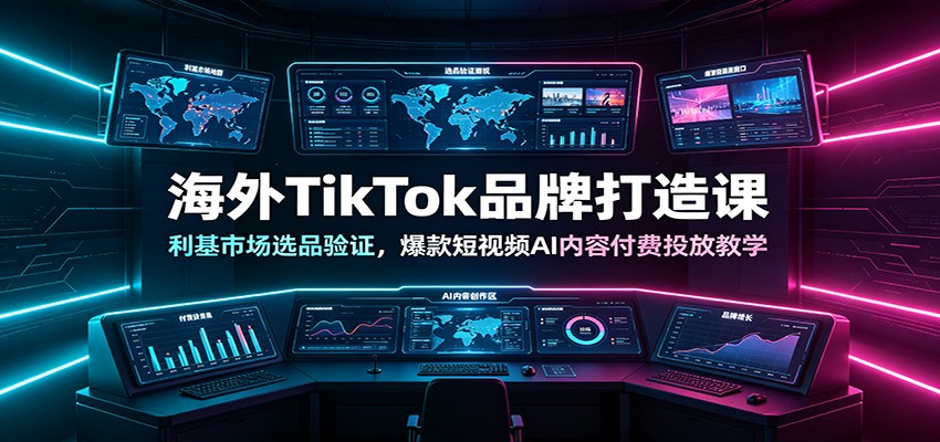 海外TikTok品牌打造课:利基市场选品验证,爆款短视频AI内容付费投放教学-铜臭网