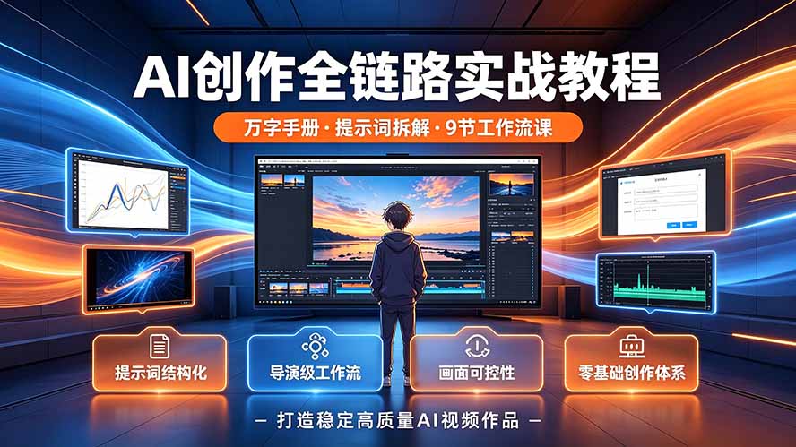 AI创作全链路实战教程|万字手册·提示词拆解·9节工作流课,打造稳定高质量AI视频作品-铜臭网