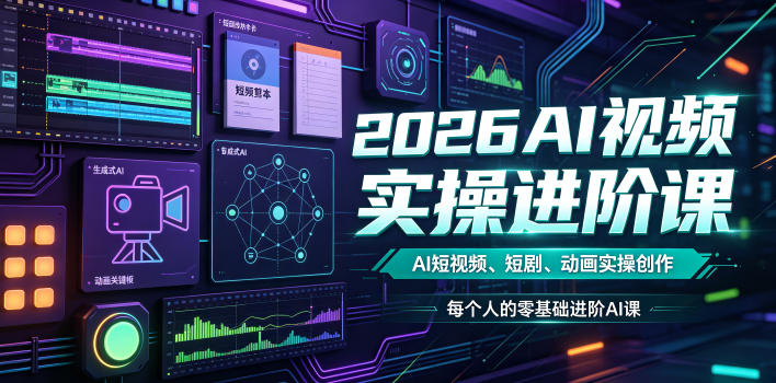 2026AI视频实操进阶课,AI短视频、短剧、动画实操创作,每个人的零基础进阶ai课-铜臭网